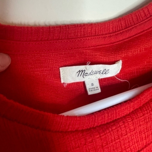 𝅺madewell skylark red cold shoulder short sleeve crewneck blouse - Picture 5 of 7